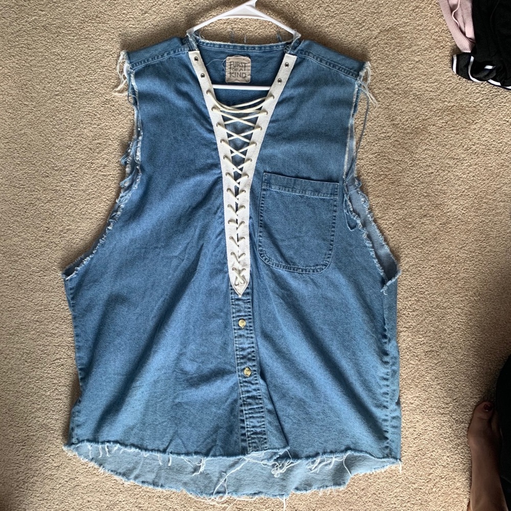 Edgy denim beach cover up